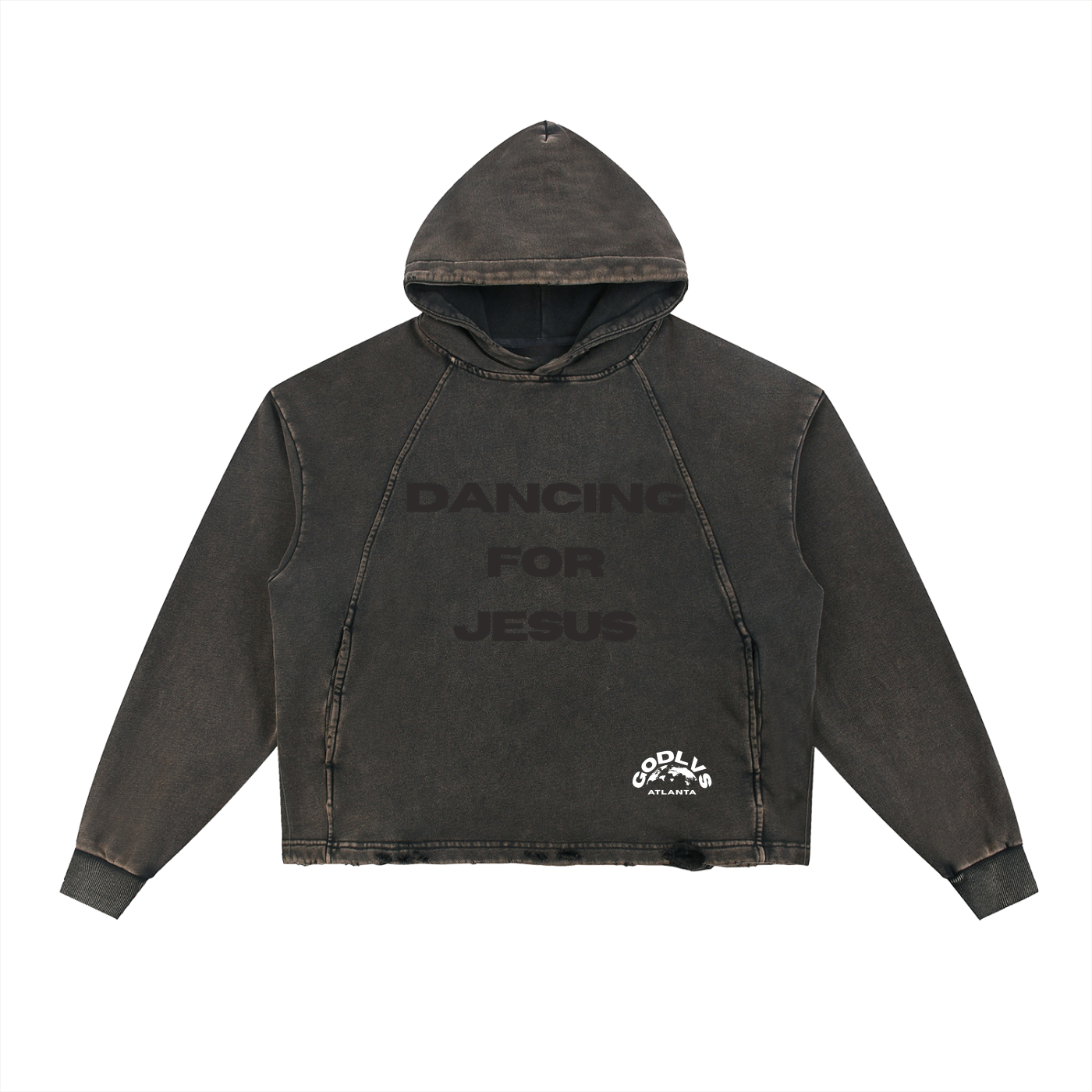 DANCING FOR JESUS Frayed-Hem Hoodie